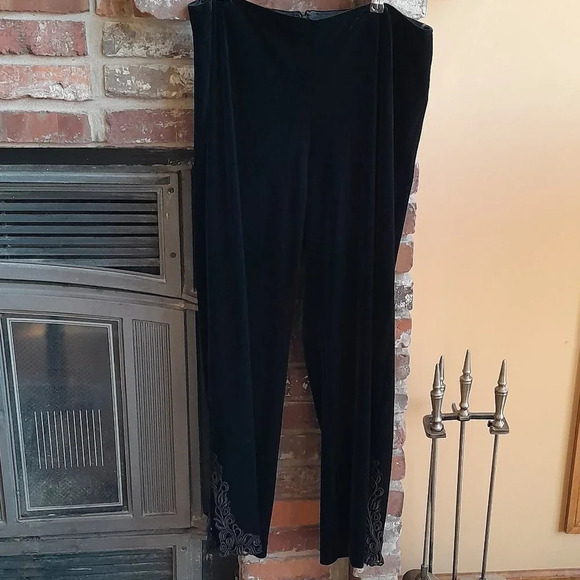 Xscape Velvet Embroidered Slacks - Picture 2 of 4